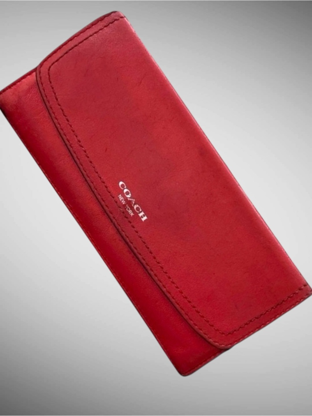 Coach Legacy Red Leather Continental Wallet Checkbook Organizer Authentic